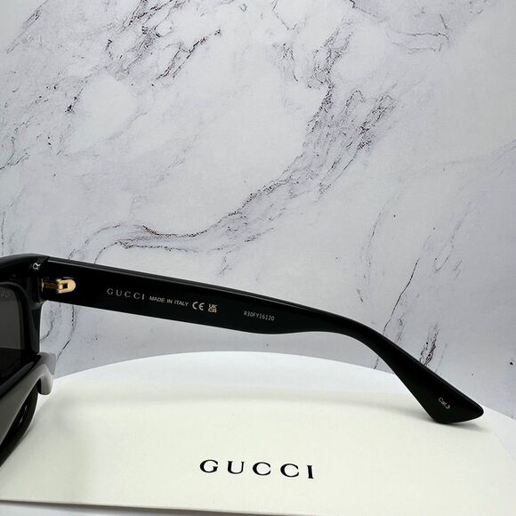 Gucci Black Square Gold GG Logo Made In Italy Authentic Men's Sunglasses - Picture 12 of 16